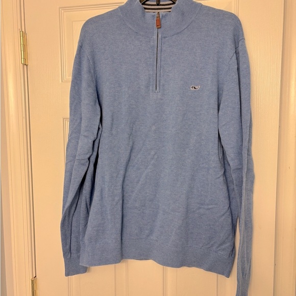 Vineyard Vines Men's Blue Quarter-Zip Sweater - Picture 1 of 6